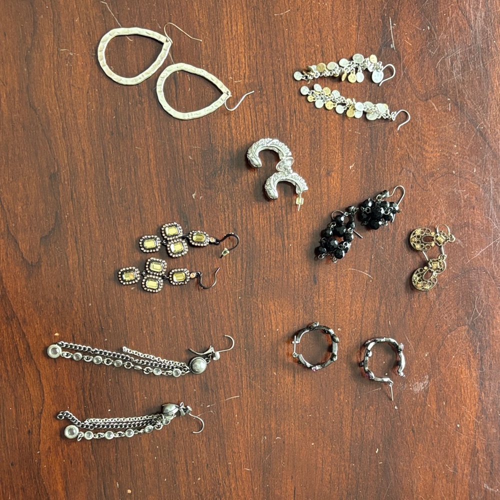 Elegant Silver and Black Earring Set Lot vintage
